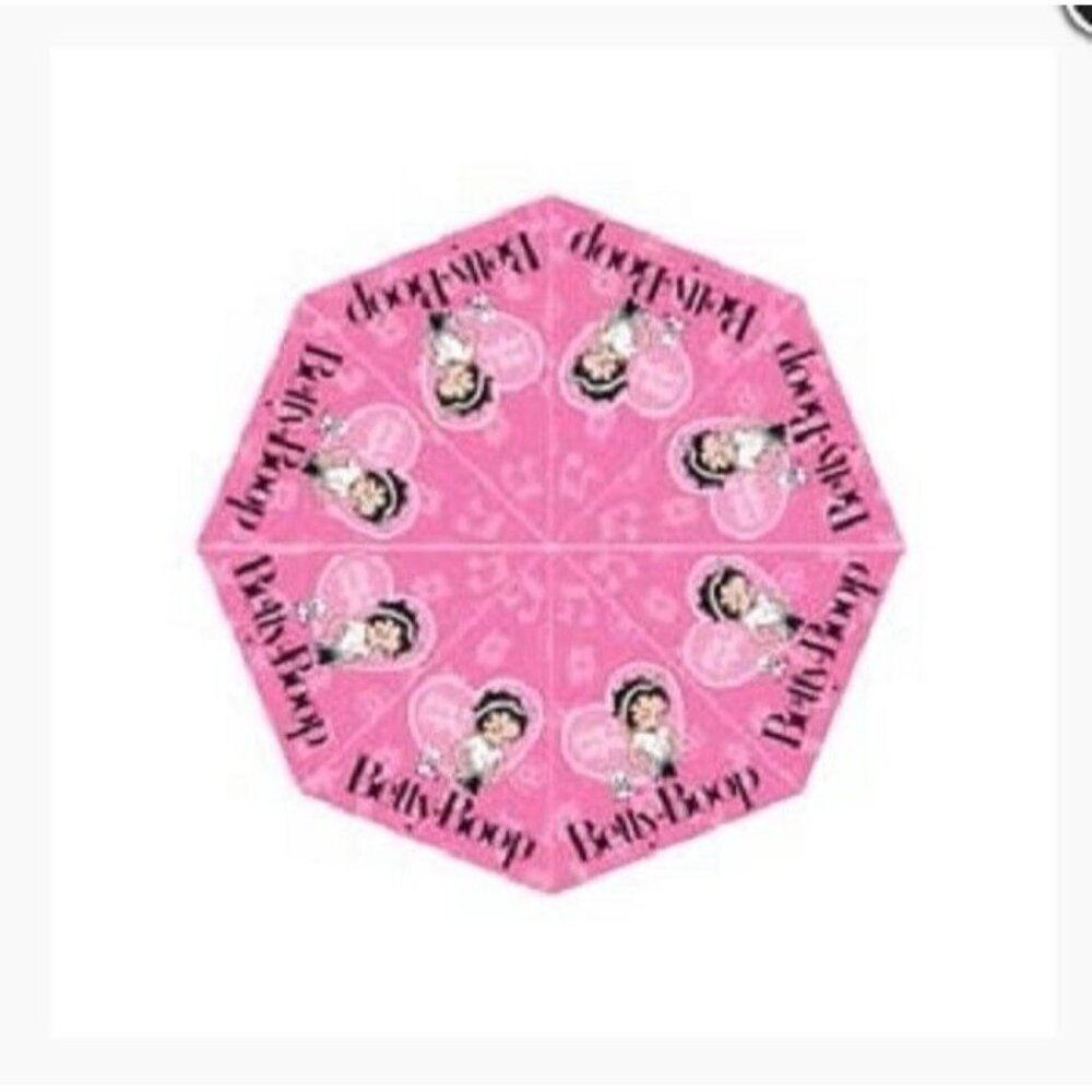 New Betty Boop Pink 40" Width Compact Umbrella Attitude Pudgy Licensed Heart NIP - Picture 2 of 3